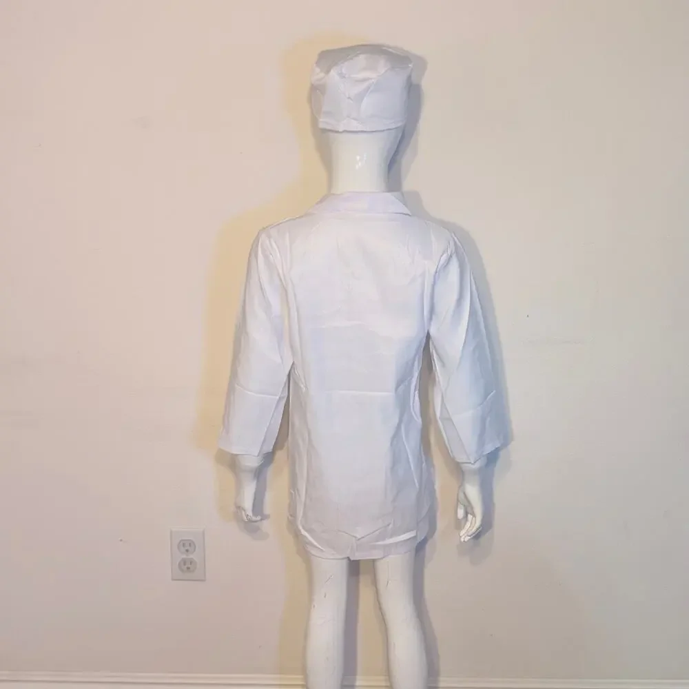 Brand New Nurse Costume Dress & Hat White Red Cross Small